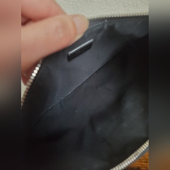 Fendi Black Leather Mink-Trimmed Silver Studded Karlito Pouch - Picture 8 of 12